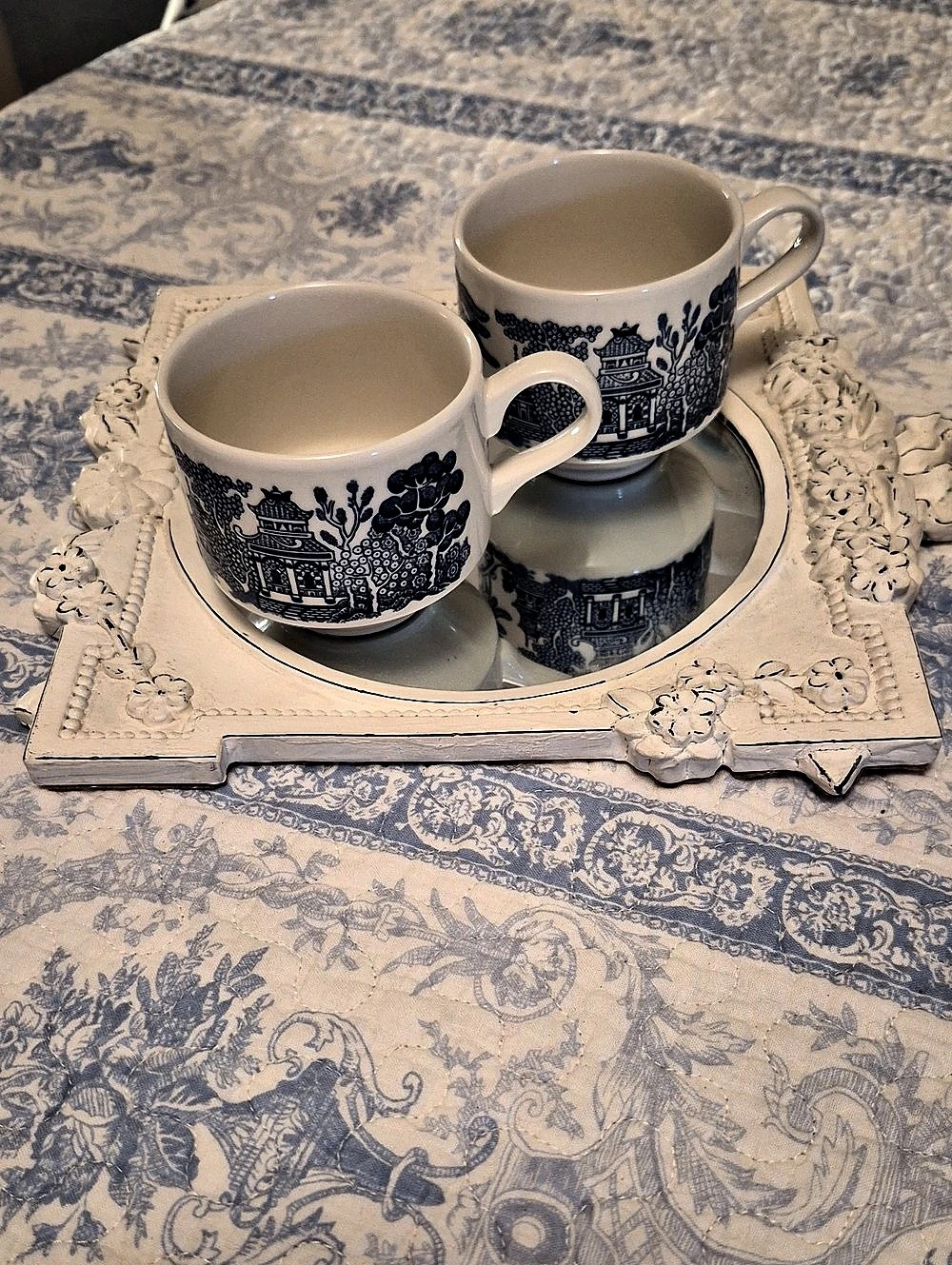 Two (2) Blue Willow Tea Cups Churchill England.